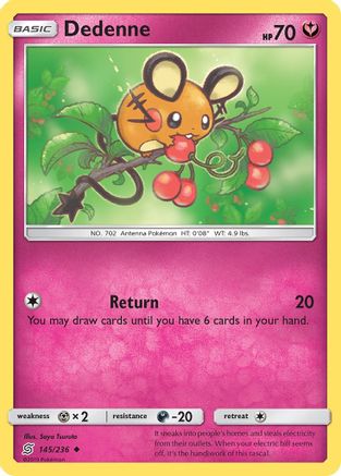 Dedenne 145 - Reverse Holofoil SM Unified Minds - Uncommon