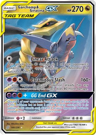 Garchomp & Giratina GX 146 - Holofoil SM Unified Minds - Ultra Rare