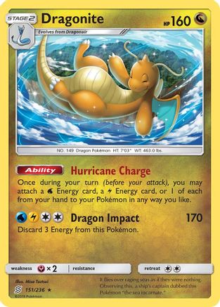 Dragonite 151 - Reverse Holofoil SM Unified Minds - Rare