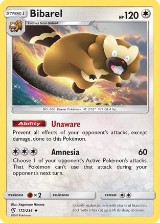 Bibarel - Reverse Holofoil SM Unified Minds - Uncommon