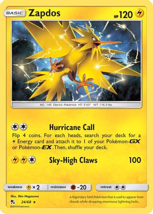 Zapdos 024 - Reverse Holofoil Hidden Fates - Holo Rare