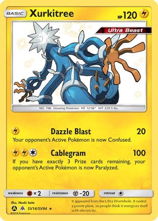 Xurkitree SV14 - Holofoil Hidden Fates Shiny Vault - Shiny Holo Rare