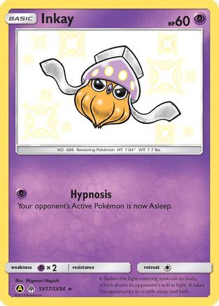 Inkay SV17 - Holofoil Hidden Fates Shiny Vault - Shiny Holo Rare
