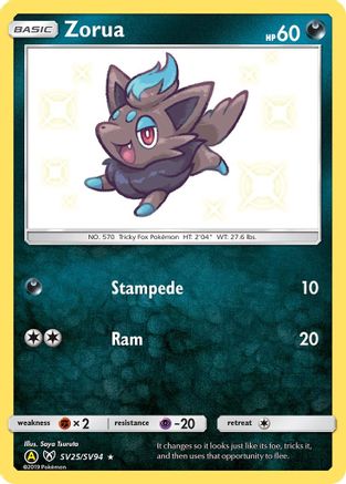 Zorua SV25 - Holofoil Hidden Fates Shiny Vault - Shiny Holo Rare