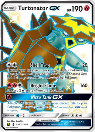 Turtonator GX SV52 - Holofoil Hidden Fates Shiny Vault - Shiny Holo Rare