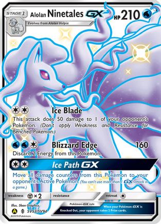 Alolan Ninetales GX SV53 - Holofoil Hidden Fates Shiny Vault - Shiny Holo Rare