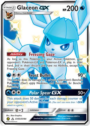 Glaceon GX SV55 - Holofoil Hidden Fates Shiny Vault - Shiny Holo Rare