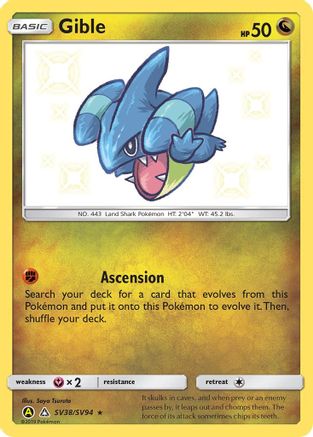 Gible SV38 - Holofoil Hidden Fates Shiny Vault - Shiny Holo Rare