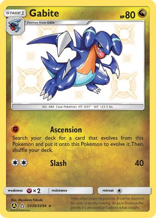 Gabite SV39 - Holofoil Hidden Fates Shiny Vault - Shiny Holo Rare