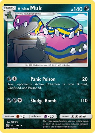 Alolan Muk 131 - Reverse Holofoil SM Cosmic Eclipse - Rare