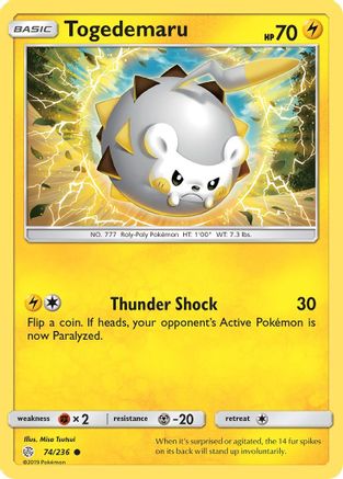 Togedemaru 074/236 - Reverse Holofoil SM Cosmic Eclipse - Common