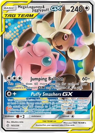 Mega Lopunny & Jigglypuff GX 165 - Holofoil SM Cosmic Eclipse - Ultra Rare