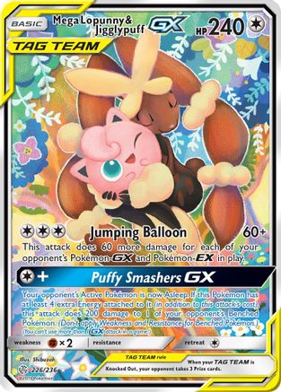 Mega Lopunny & Jigglypuff GX (Alternate Full Art) - Holofoil SM Cosmic Eclipse - Ultra Rare