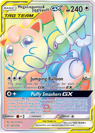 Mega Lopunny & Jigglypuff GX (Secret) - Holofoil SM Cosmic Eclipse - Secret Rare
