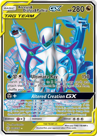 Arceus & Dialga & Palkia GX (Full Art) - Holofoil SM Cosmic Eclipse - Ultra Rare
