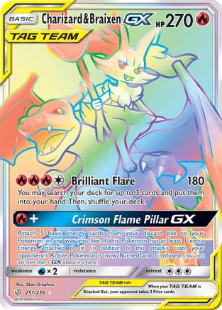 Charizard & Braixen GX (Secret) - Holofoil SM Cosmic Eclipse - Secret Rare