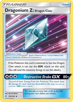 Dragonium Z: Dragon Claw 190 - Reverse Holofoil SM Cosmic Eclipse - Uncommon