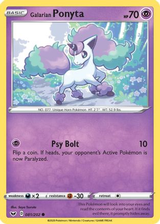 Galarian Ponyta 081 - Reverse Holofoil SWSH01 Sword & Shield Base Set - Common