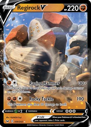 Regirock V 104 - Holofoil SWSH01 Sword & Shield Base Set - Ultra Rare