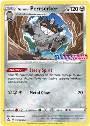 Galarian Perrserker - SWSH008 (Prerelease) - Holofoil SWSH Sword & Shield Promo Cards - Promo
