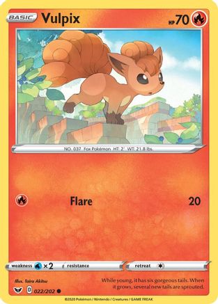 Vulpix 022 - Reverse Holofoil SWSH01 Sword & Shield Base Set - Common