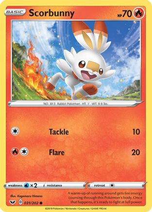 Scorbunny (031) (031) 031 - Reverse Holofoil SWSH01 Sword & Shield Base Set - Common