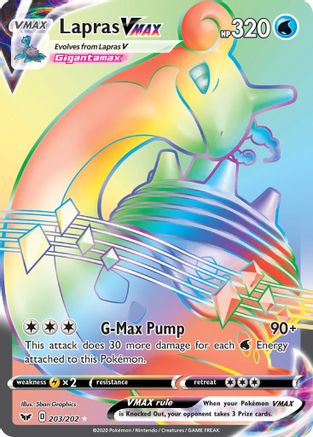 Lapras VMAX (Secret) 203 - Holofoil SWSH01 Sword & Shield Base Set - Secret Rare