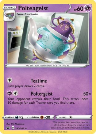 Polteageist 090 - Reverse Holofoil SWSH01 Sword & Shield Base Set - Rare