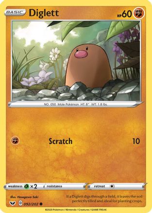 Diglett 092 SWSH01 Sword & Shield Base Set - Common