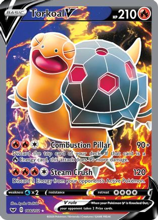 Torkoal V (Full Art) 188 - Holofoil SWSH01 Sword & Shield Base Set - Ultra Rare