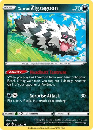 Galarian Zigzagoon 117 SWSH01 Sword & Shield Base Set - Common