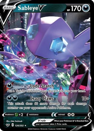 Sableye V 120 - Holofoil SWSH01 Sword & Shield Base Set - Ultra Rare