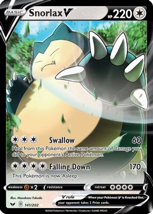 Snorlax V 141 - Holofoil SWSH01 Sword & Shield Base Set - Ultra Rare