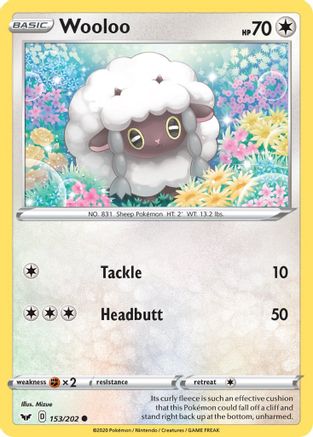 Wooloo (153) (153) 153 - Reverse Holofoil SWSH01 Sword & Shield Base Set - Common