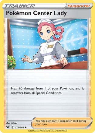 Pokemon Center Lady 176 SWSH01 Sword & Shield Base Set - Uncommon