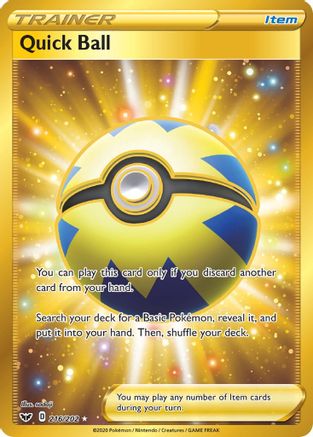 Quick Ball (Secret) 216 - Holofoil SWSH01 Sword & Shield Base Set - Secret Rare