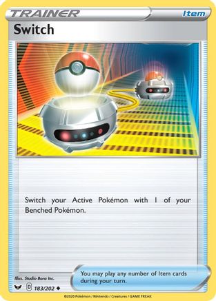 Switch 183 - Reverse Holofoil SWSH01 Sword & Shield Base Set - Uncommon