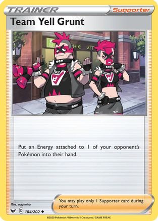 Team Yell Grunt 184 - Reverse Holofoil SWSH01 Sword & Shield Base Set - Uncommon