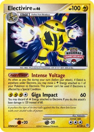 Electivire - 3/130 (Regional Championships)/130 League & Championship Cards - Promo