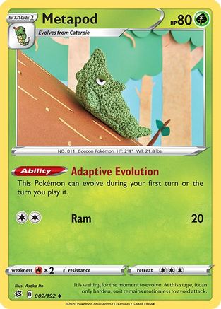 Metapod 002 - Reverse Holofoil SWSH02 Rebel Clash - Uncommon