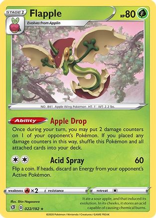Flapple 022 - Holofoil SWSH02 Rebel Clash - Holo Rare