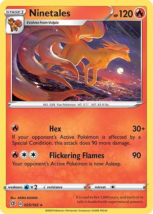 Ninetales 025 - Reverse Holofoil SWSH02 Rebel Clash - Rare