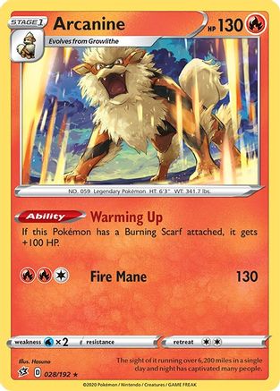 Arcanine 028 SWSH02 Rebel Clash - Rare