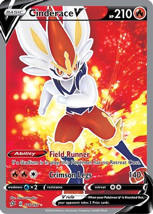 Cinderace V (Full Art) 178 - Holofoil SWSH02 Rebel Clash - Ultra Rare
