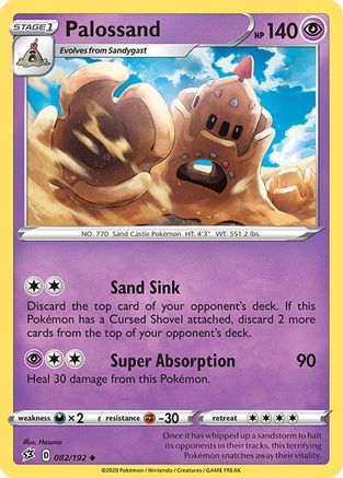 Palossand 082/192 - Reverse Holofoil SWSH02 Rebel Clash - Uncommon