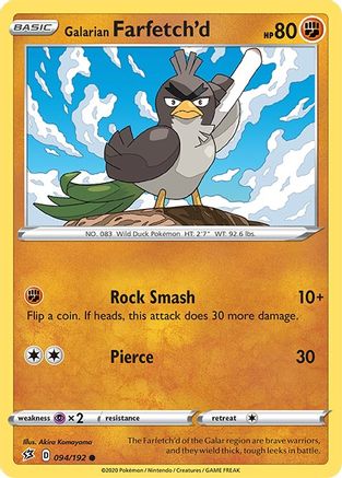 Galarian Farfetch'd 094 - Reverse Holofoil SWSH02 Rebel Clash - Common