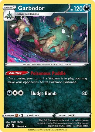 Garbodor 118 - Reverse Holofoil SWSH02 Rebel Clash - Rare