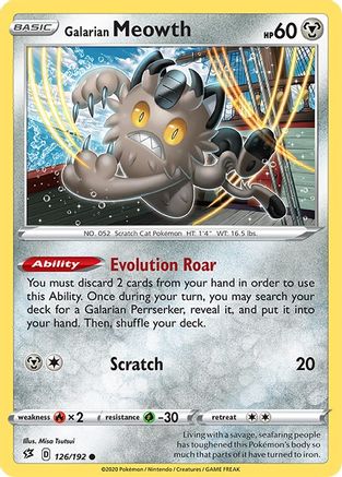 Galarian Meowth 126 - Reverse Holofoil SWSH02 Rebel Clash - Common