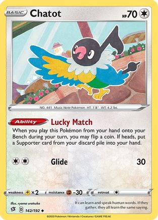 Chatot 142 - Reverse Holofoil SWSH02 Rebel Clash - Uncommon