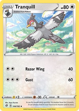 Tranquill/192 - Reverse Holofoil SWSH02 Rebel Clash - Uncommon